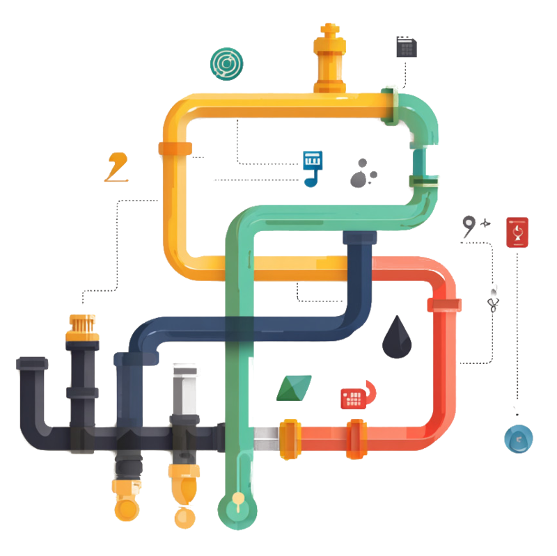 A series of pipes illustrating deploy pipeline complexity
